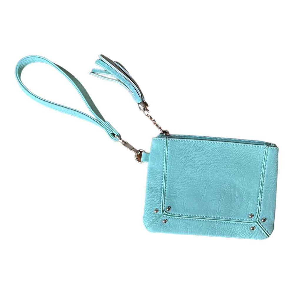 Charming Charlie Seafoam Mint Green Small Wriststrap Clutch with Tassel